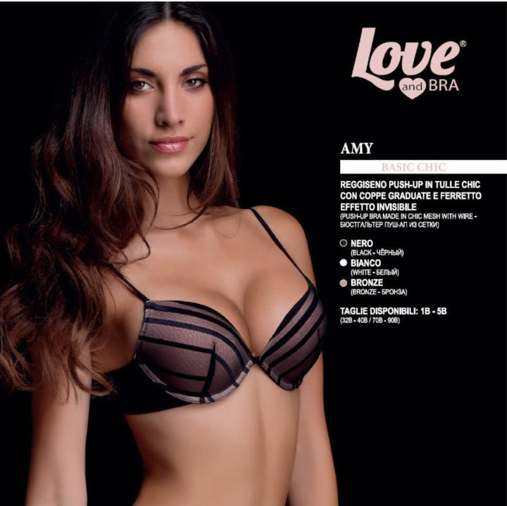 Reggiseno push up con ferretto Love and bra Amy microfibra e tulle - Follie Follie